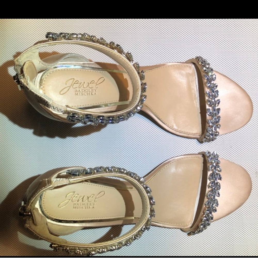 Heels Bradgley Mischka JEWEL sz 10 Ankle Strap Evening Heels Chunky Satin - Picture 2 of 6